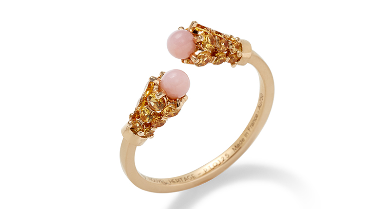 <a href="https://nouvelheritage.com/" target="_blank" rel="noopener">Nouvel Heritage</a> opal ring with 18-karat rose gold and garnet ($2,300)
