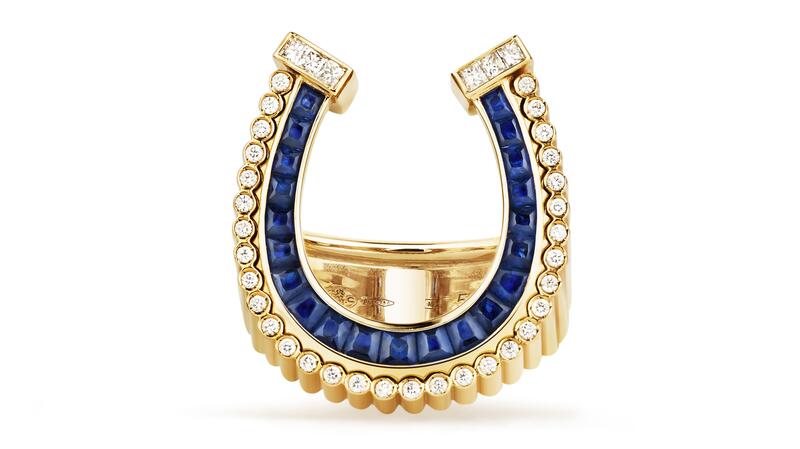 Marie Lichtenberg sapphire and diamond Horseshoe ring in 18-karat yellow gold
