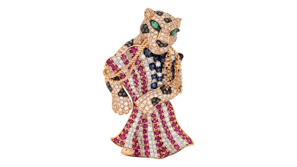 Madeleine K. Albright patriotic leopard brooch