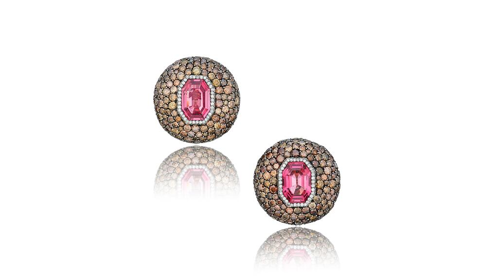 JAR spinel and diamond earclips