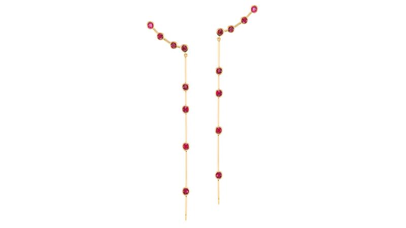 Uniform Object earrings in ruby set in 18-karat gold