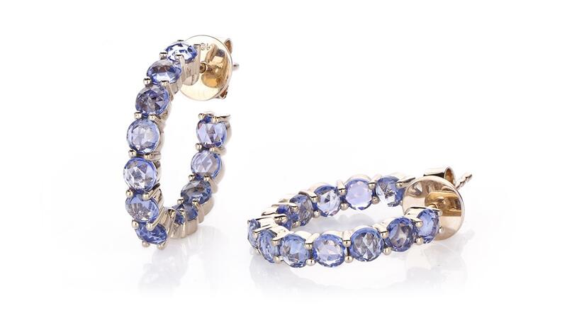 Ivar Sri Lankan sapphire hoops in 18-karat white gold