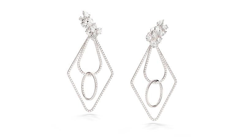 Pomellato high jewelry Terrazza Duomo white gold earrings with diamonds