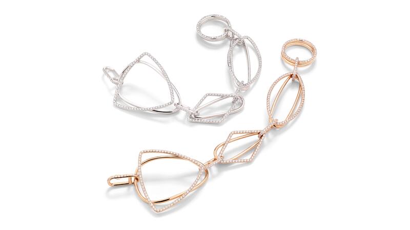 Pomellato high jewelry Terrazza Duomo bracelets in white and rose gold with diamonds